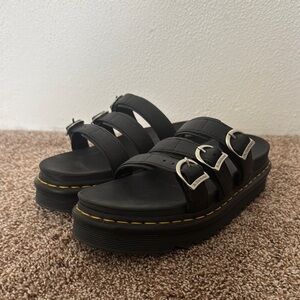 Dr. Martens Black Leather Sandals with Chunky Platform